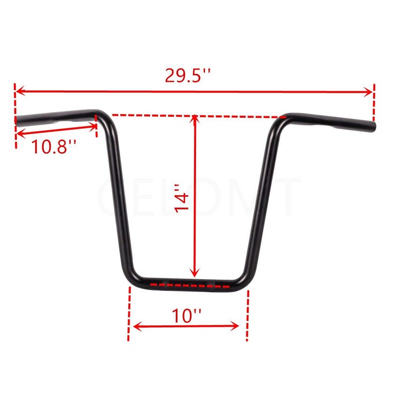 CELOMT 14'' Rise 1'' Ape Hanger HandleBars Fit Harley Street Bob Sportster XL 883 1200 Street Bob Fat Boy Shadow Intruder Vulcan Road Star Drag Star Volusia Custom Application Matted Black - Image 5